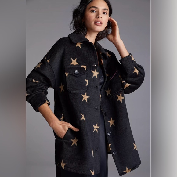 Anthropologie AVEC LES FILLES Starry Knit Shacket Shirt Jacket Sz XS - Picture 2 of 13